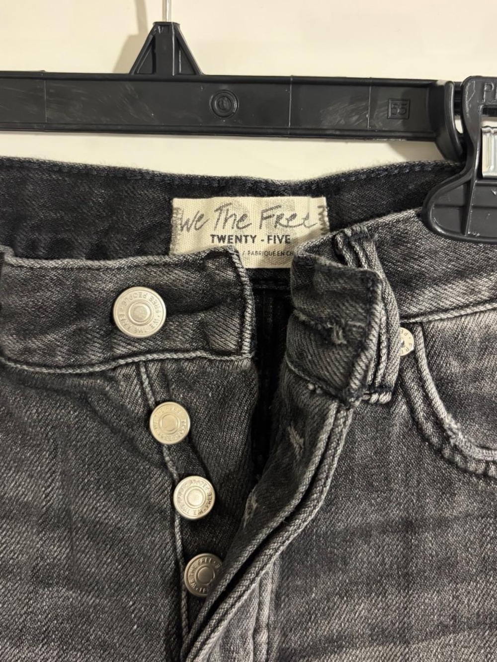 Free People Washed Black Distressed Denim Cutoff Shorts - Picture 3 of 4